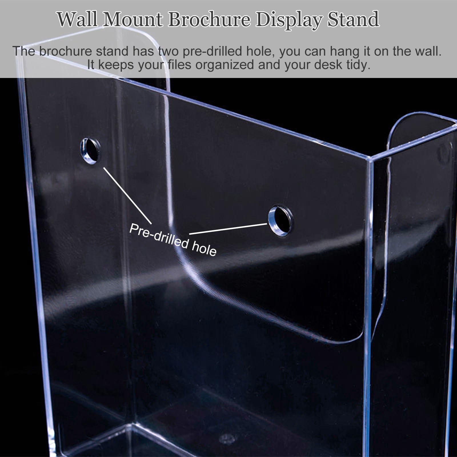 Racks Displays Transparenter Prospektständer A4/A5/A6, Offener Zeitschriftenständer aus Acryl zur Aufbewahrung von Zeitungen und Comics, An der Wand montierter Prospekt-Flyerhalter für Büro und Schu