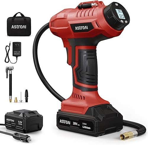 AstroAI C2 Inflador de Neumáticos Inalámbrico Compresor de Aire 20V Batería Recargable 160PSI Bomba de Aire Portátil con Adaptador de Corriente de