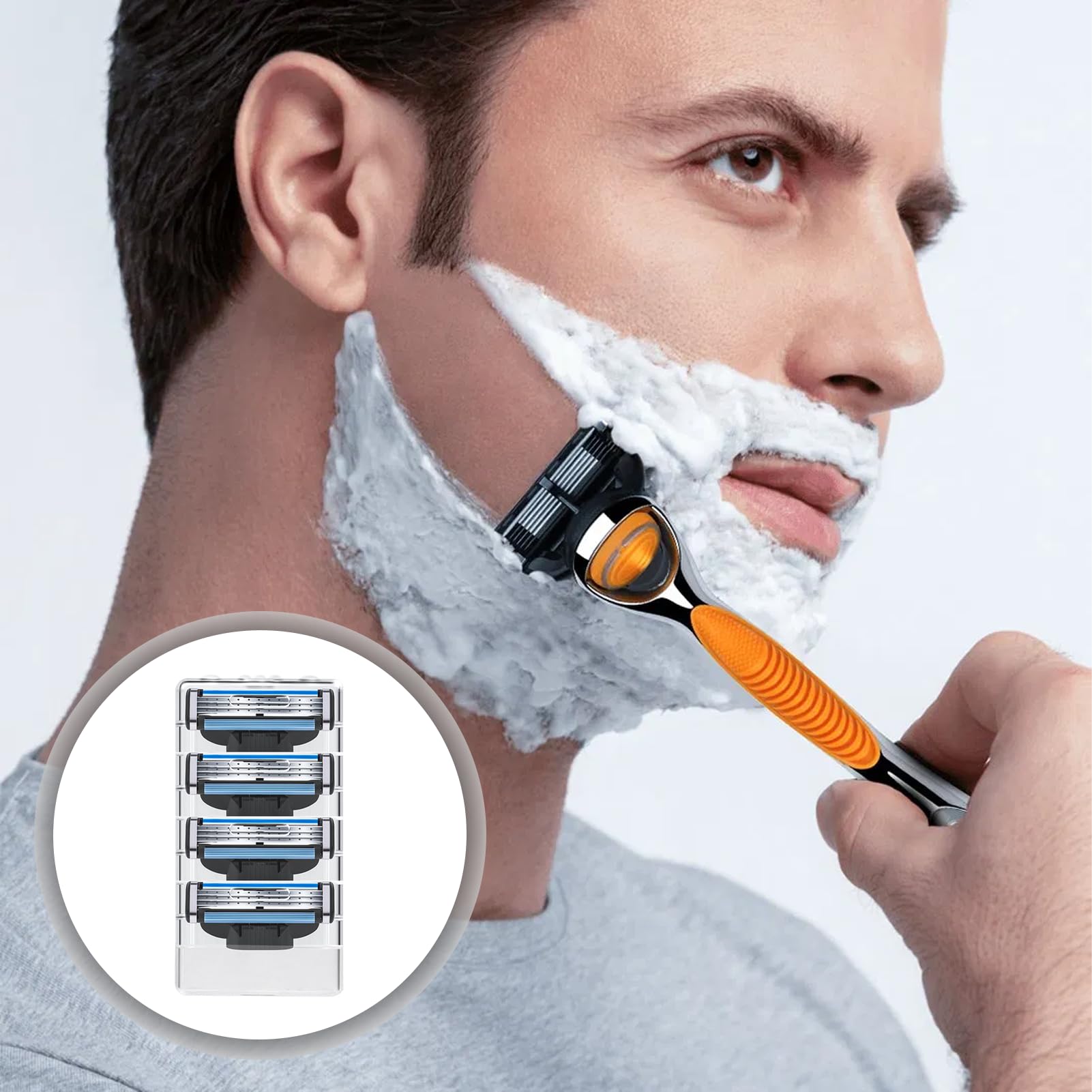 Lot de 12 lames de rasoir compatibles avec rasoir humide pour homme, design anti-obstruction, technologie de charnière avant, lames Gillette, lames nano à 3 couches pour un rasage en douceur
