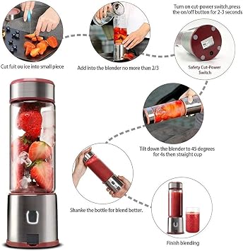 450 Ml Taşınabilir Metal Kişisel Blender Shake'N Smoothies Blender Keskin Bıçaklı