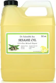 Dr Adorable 32 oz Refined Sesame Seed Oil - 100% Pure Organic Cold Pressed for Glowing Skin & Lustrous Hair