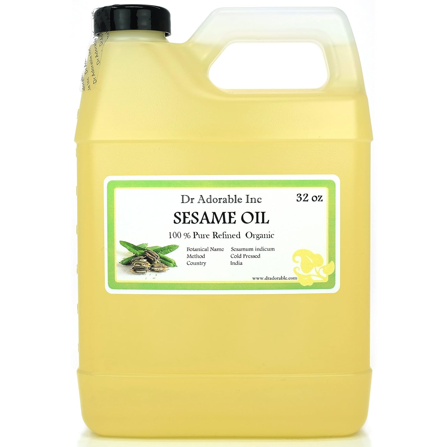 Dr Adorable - 32 oz - Sesame Seed Oil Refined - 100% Pure Natural Organic Cold Pressed