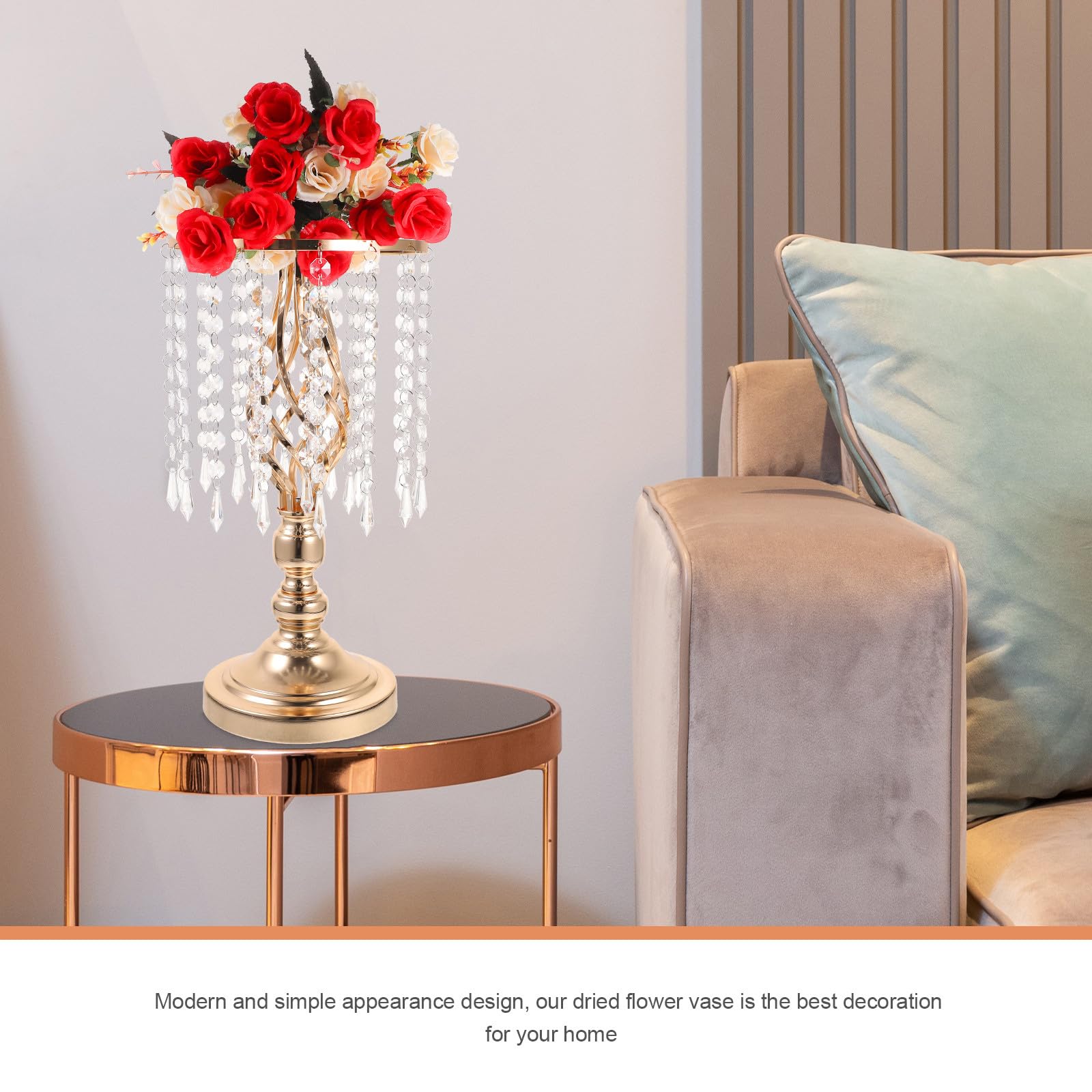 Eleganter Vasenhalter aus Metall in Gold für Hochzeitsdeko und Wohnzimmertisch Moderner Kerzenhalter und Blumenvase im Schlichten Design für Besondere Anlässe