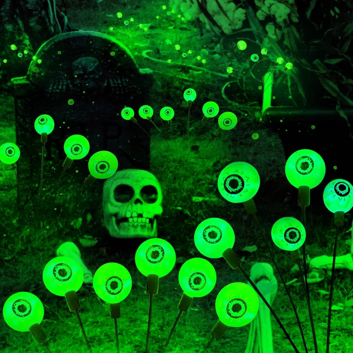 Shinybox 2 Luci Solari Halloween A Bulbo Oculare Con 10 LED Cadauna, IP65, Per Esterno Giardino
