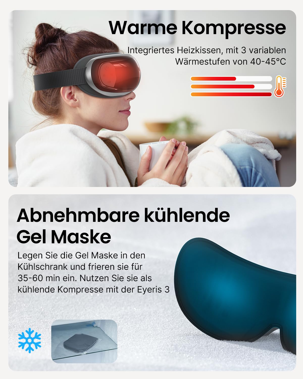 RENPHO Eyeris 3 Augenmassagegerät mit Wärme, Bluetooth & Luftdruck – Entspannung für Augenmüdigkeit, Trockene Augen & Kopfschmerzen