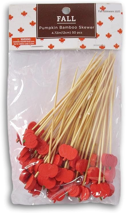 Pumpkin Autumn Decor - Bamboo Skewers - 50 Piece