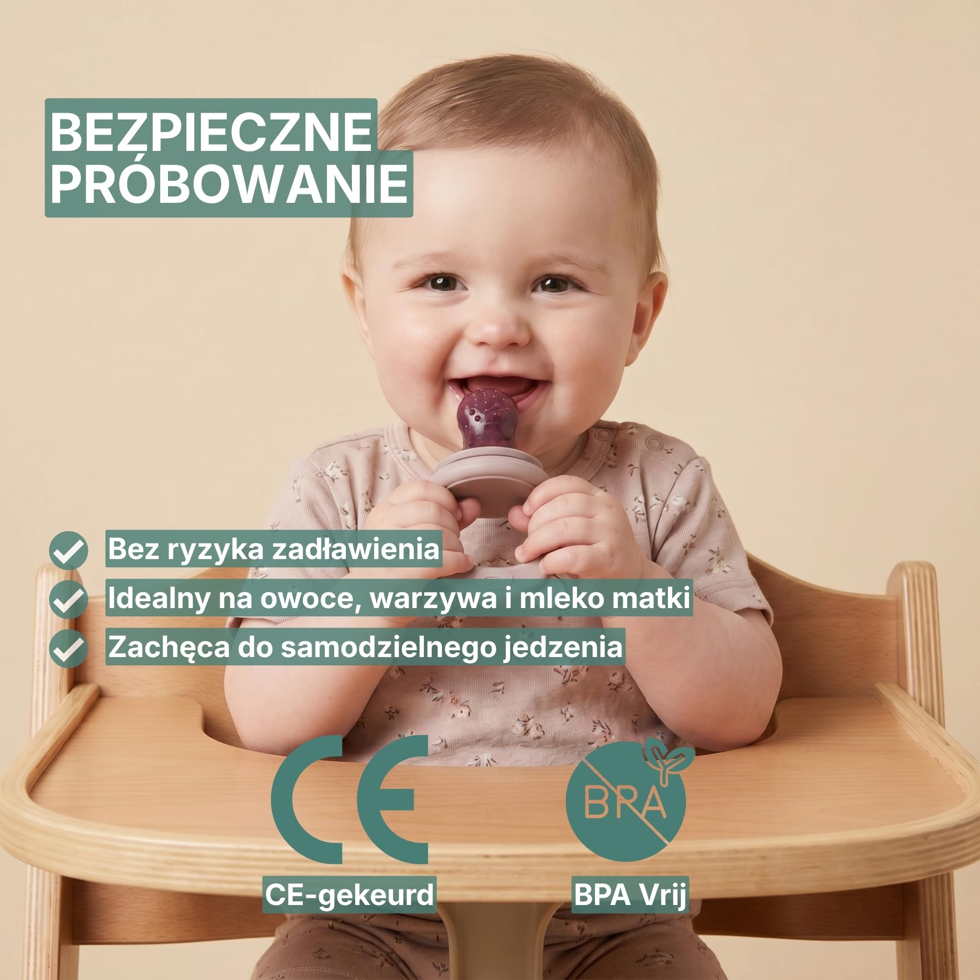 Smoczek Owocowy Dla Niemowląt 3 szt Silikon z Formą do Lodu Różowy | Gryzak do owoców z 3 nakładkami i formą do lodu. Kolor różowy. Od 6 miesięcy. Do zmywarki.