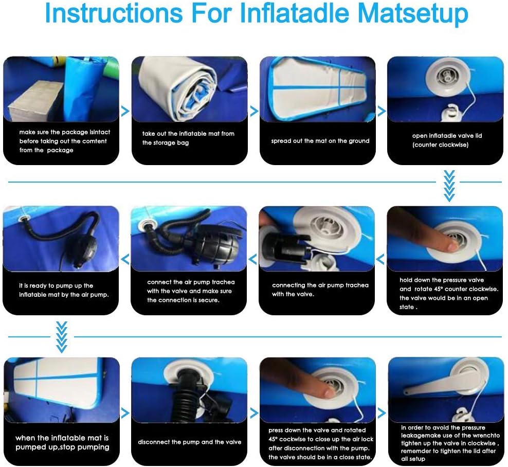 CNSPORT 10ft/13ft/16ft/20ft/23ft/26ft Inflatable Gymnastics Airtrack Tumbling Mat Air Track Floor Mats with Electric Air Pump for Home Use/Training/Cheerleading/Beach/Park and Water : Sports & Outdoors