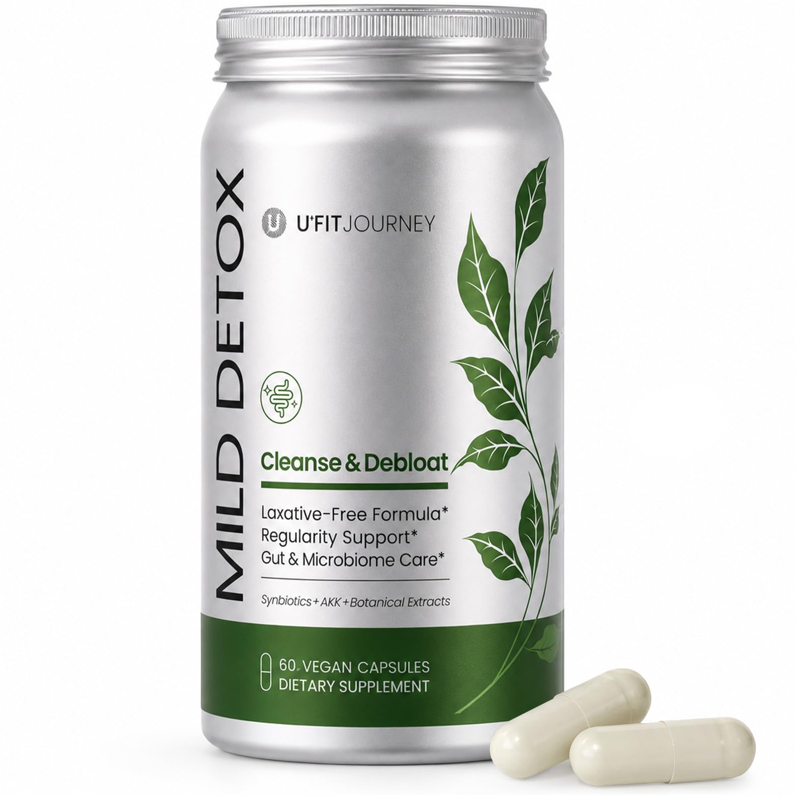 Mild Detox Non-Stimulant Colon Cleanse, Detox and Debloat Capsules, 60 ct