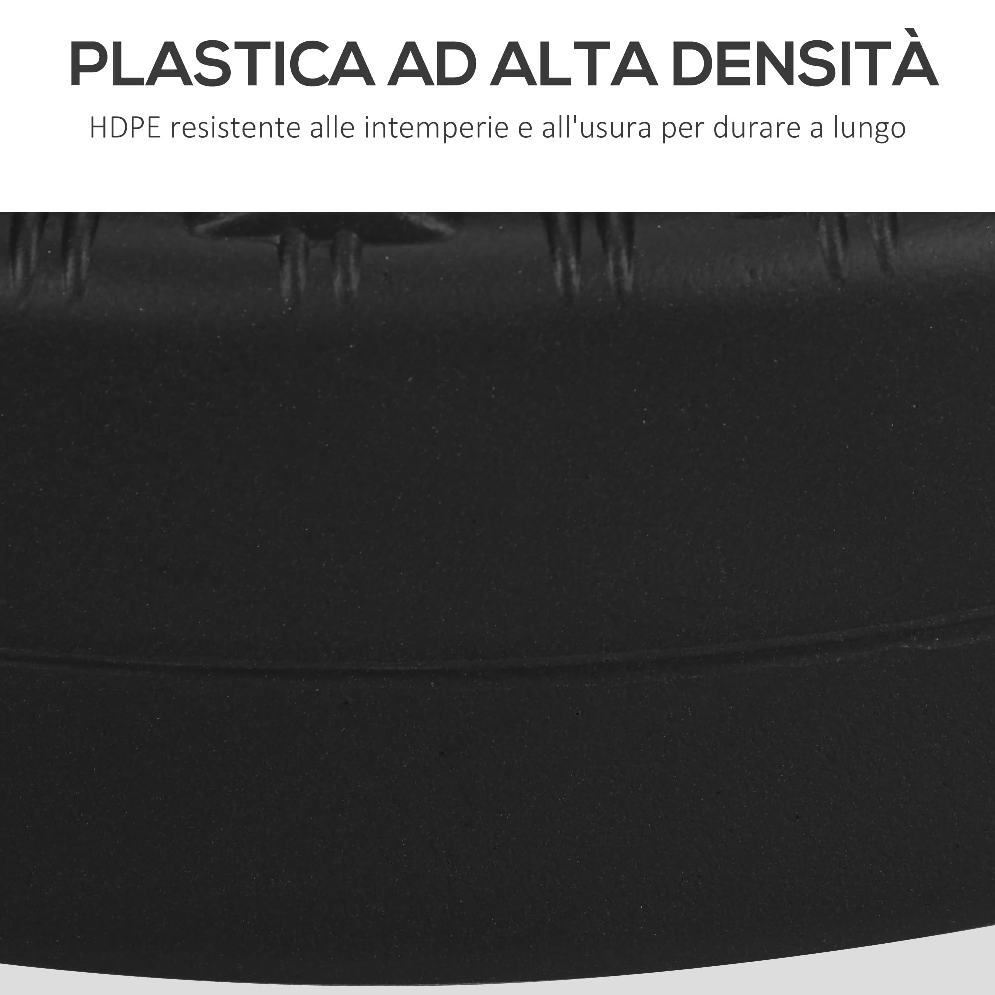 Outsunny Base per Ombrellone con Manopole Incorporate, Basamento per Ombrellone in HDPE e Acciaio con Beccuccio Laterale, per Pali di Ombrelloni da Ø38/48 mm, Ø51x36 cm, Nero