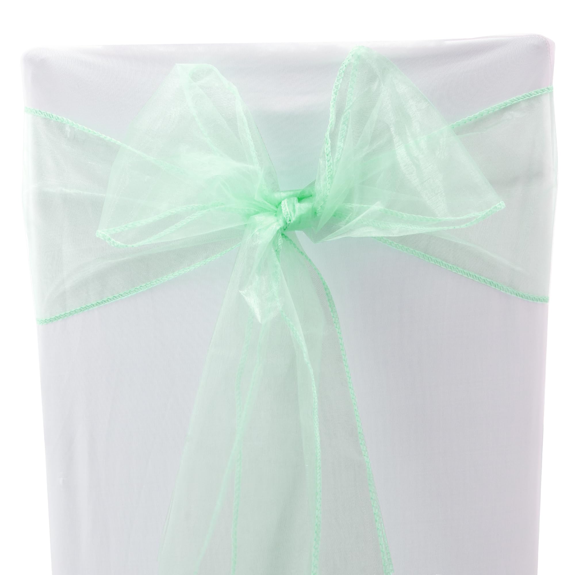 Time to Sparkle 80PCS 17x280cm Organza Chair Sashes Wider Fuller Cover Party Decoration Bow Sashes for Wedding -Spearmint — image 1