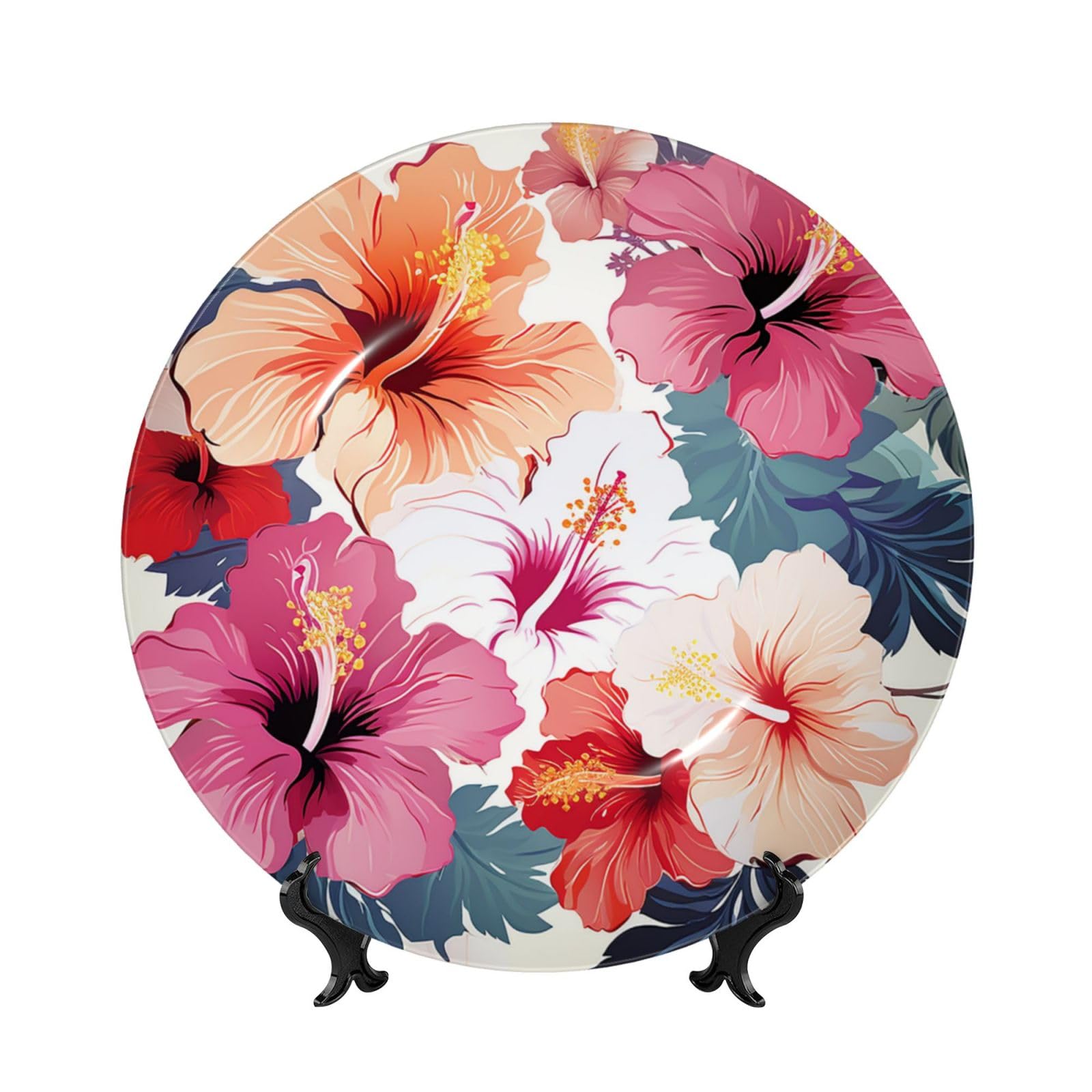 Assiette en porcelaine anglaise de 15 cm faite main fleur hawaïenne