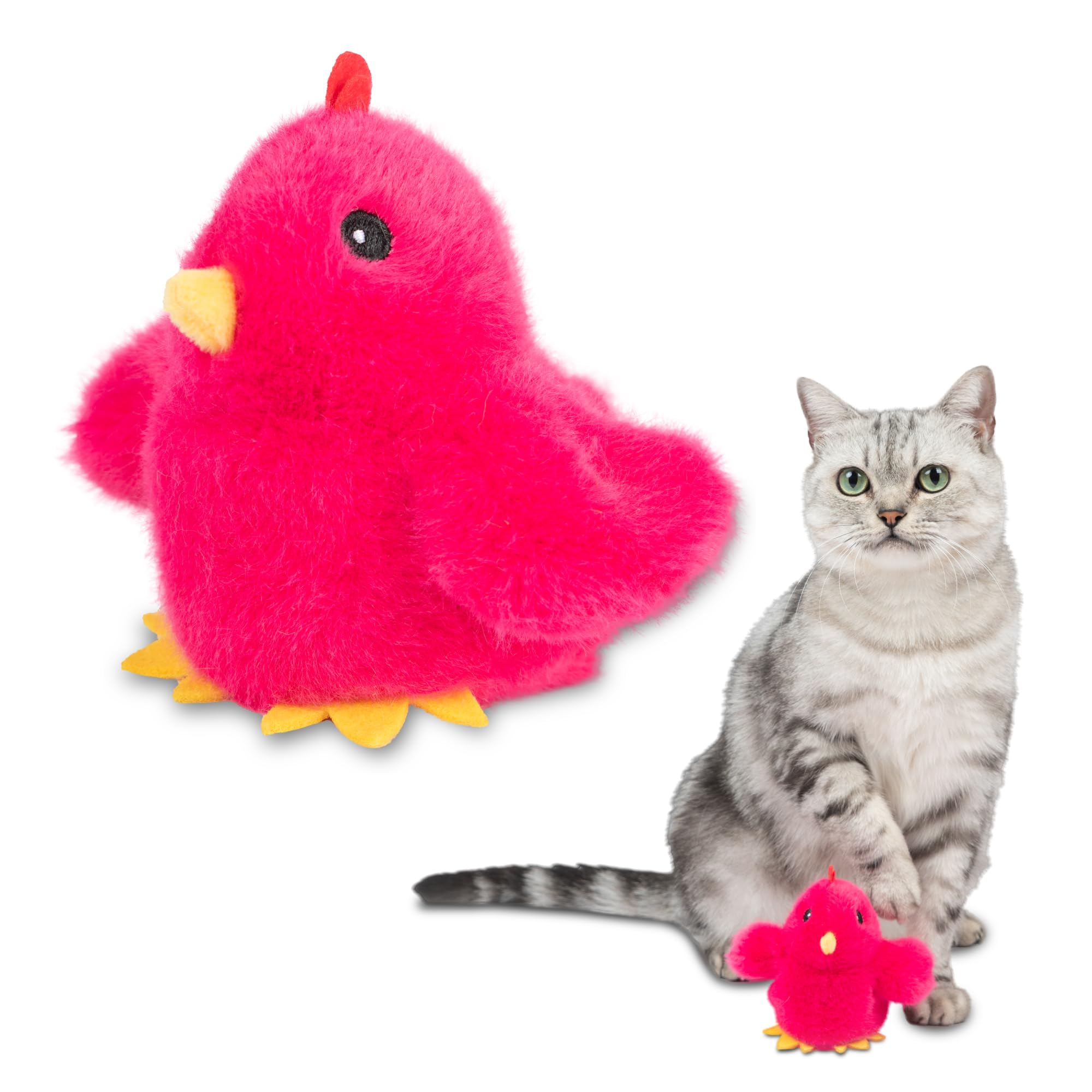 Best Pet Supplies Catify Interactive Flapping Cat Toy - Chick, Fuchsia