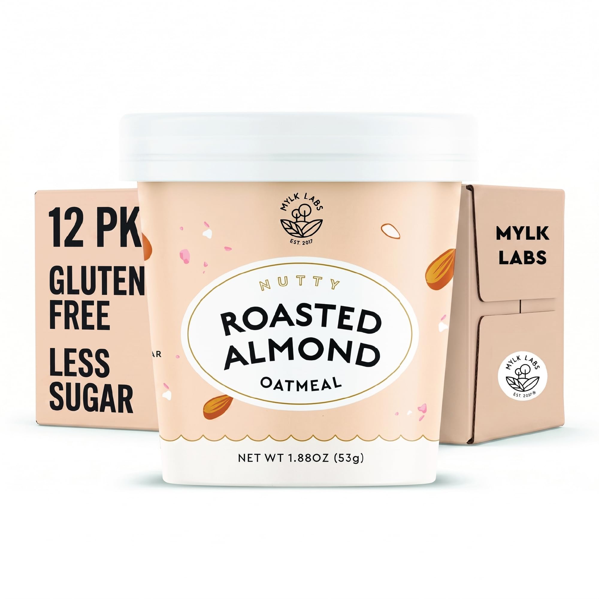 Amazon.com: Mylk Labs Roasted Almond Protein Oatmeal Cups, Whole
