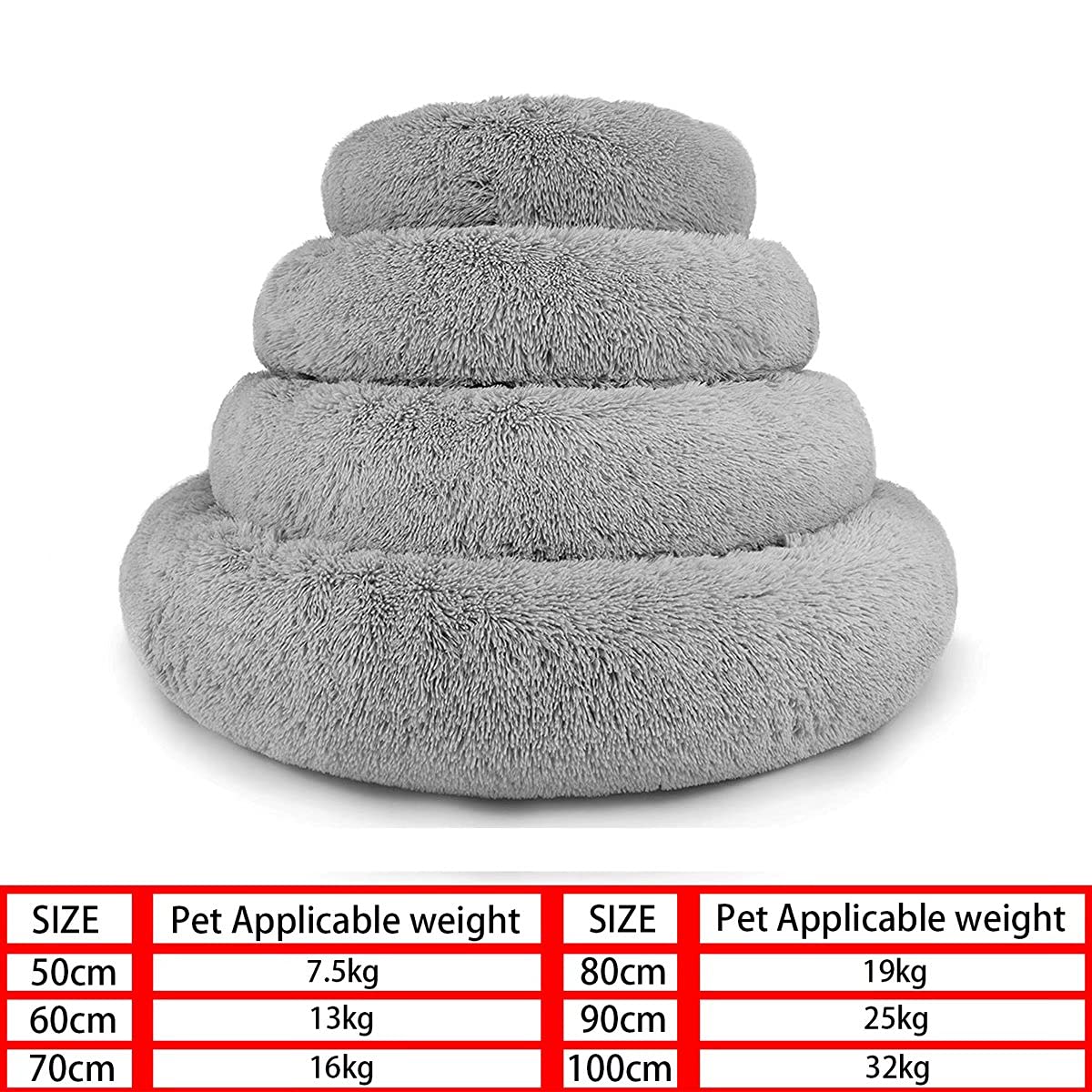 Deluxe Donut Hundebett Rund & Flauschig – Mit Rutschfester Unterseite, Abnehmbarem Bezug, Größen Bis 110 Cm Für Hunde & Katzen