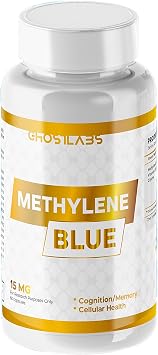 Ghostlabs Methylene Blue Capsules 15 mg | Cellular Heath, Brain Cognition, Focus and Memory | Plus Vitamin C Ester and Glycine | 60 caps 60 Servings
