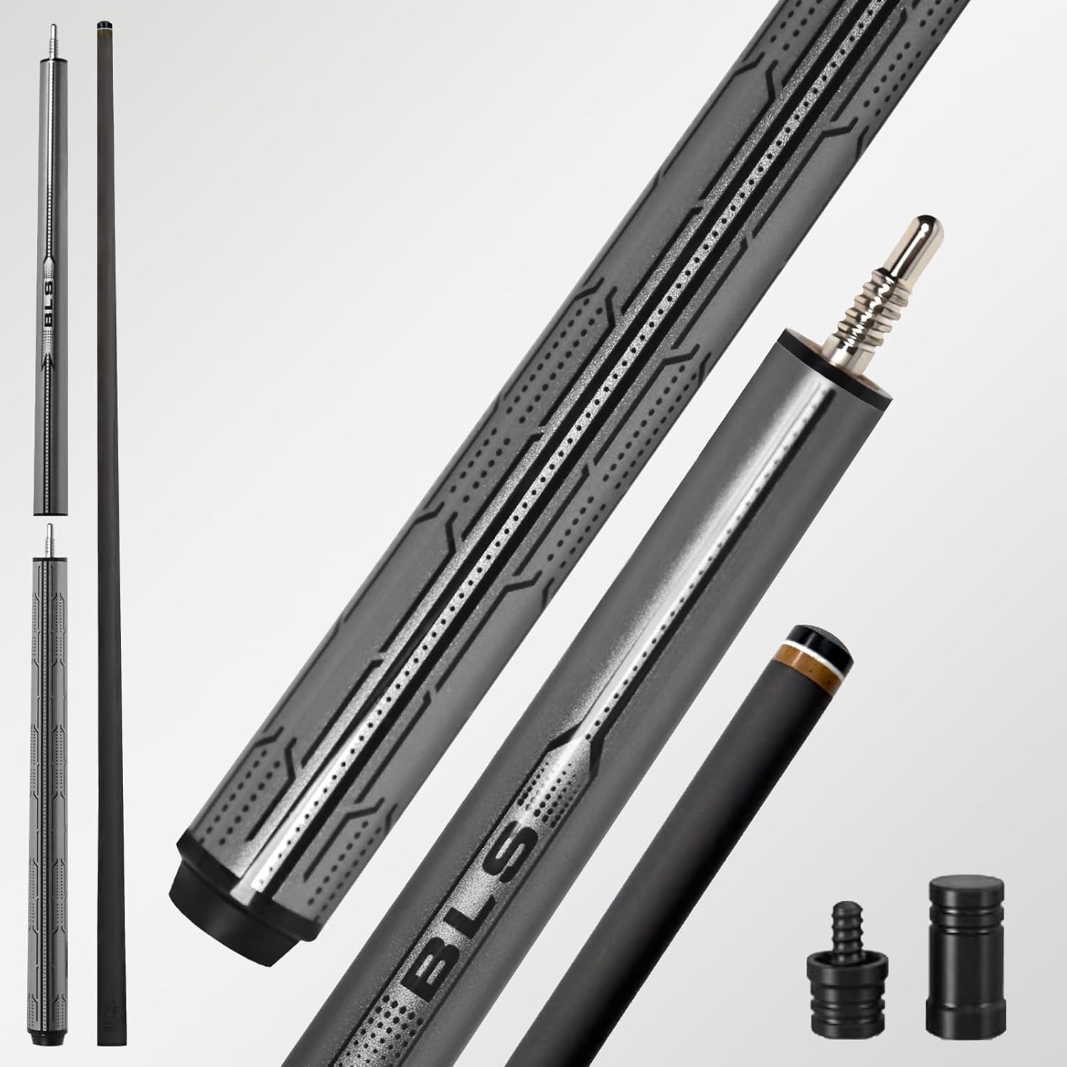 Carbon Fiber Jump Break Cue, Pro Taper Design, 12.9mm Cue Tip, Professional 3 Piece Break Cue, Uni-loc Joint Pin, Wrapless Grip, Low Deflection Break Cue Pool Sticks for Adults