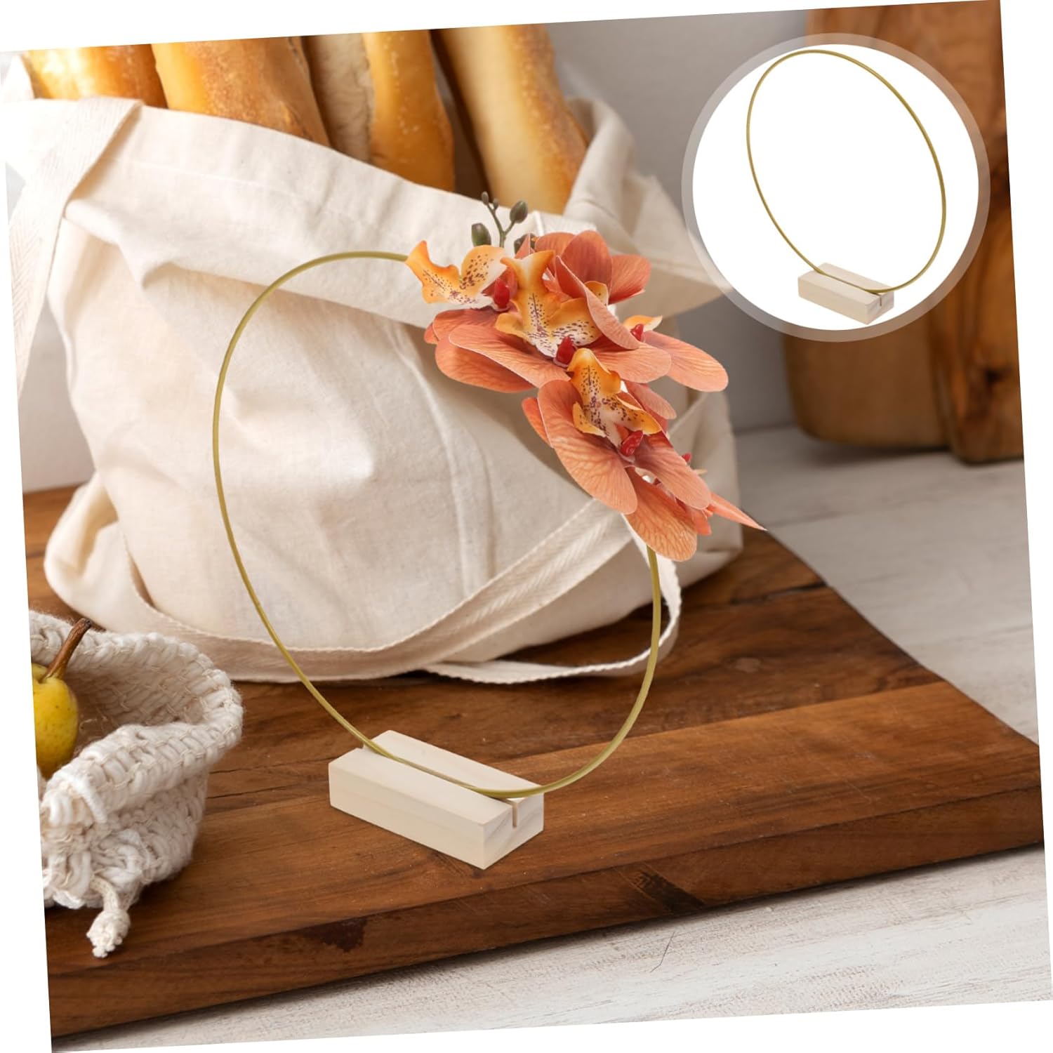 24pcs Floral Hoop Craft with Stand Centerpiece Wreath Form for Wedding Decor Metal Macrame Hoops for Unique Table Decorations and Creative Projects