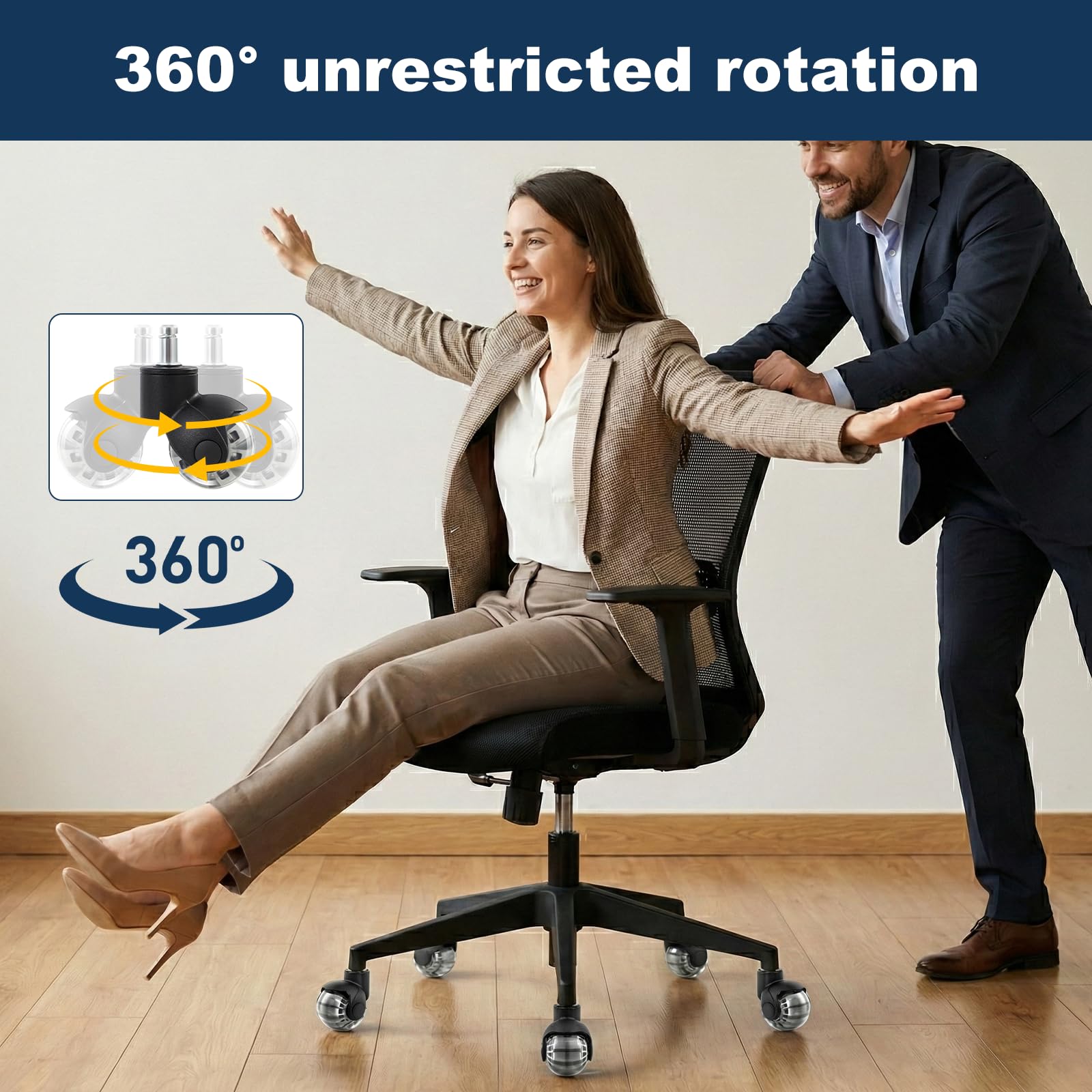 Carehabi Ruote Sedia Ufficio 5PCS 11x22mm Ruote per Mobili Rotelle per Mobili Silenziose 360° con Doppio Cuscinetto per Pavimenti Duri, Parquet, Moquette, Laminato