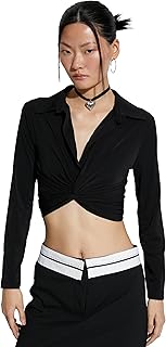 KOTON womens Slim Fit Buttoned Crop Shirt