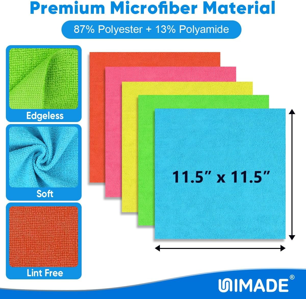 Microfiber Cleaning Cloth, 50PK Reusable Shop Rags Bulk Microfiber Cleaning Cloth Lint Free Cleaning Towels for Car Kitchen Automotive Bar Mechanic Restaurant Garage, 11.5"x11.5", Multicolor - Image 2