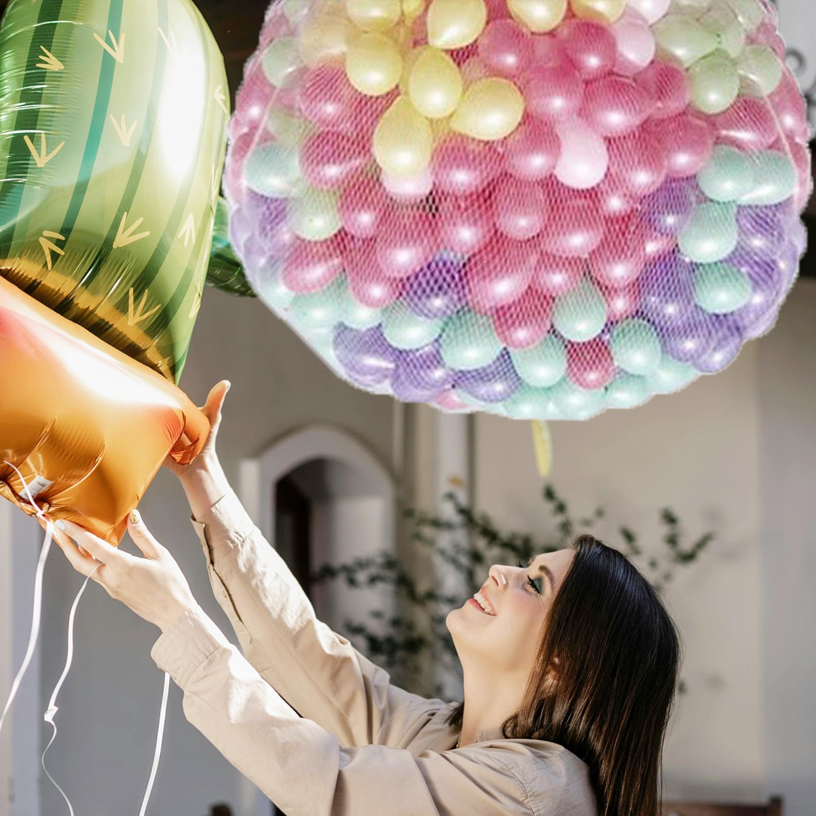 Rete per Caduta di Palloncini 500 Pezzi Plastica Bianca | Organizzatore per Trasporto, Protezione dal Contatto, Rilascio Ordinato, per Catering e Feste di Compleanno