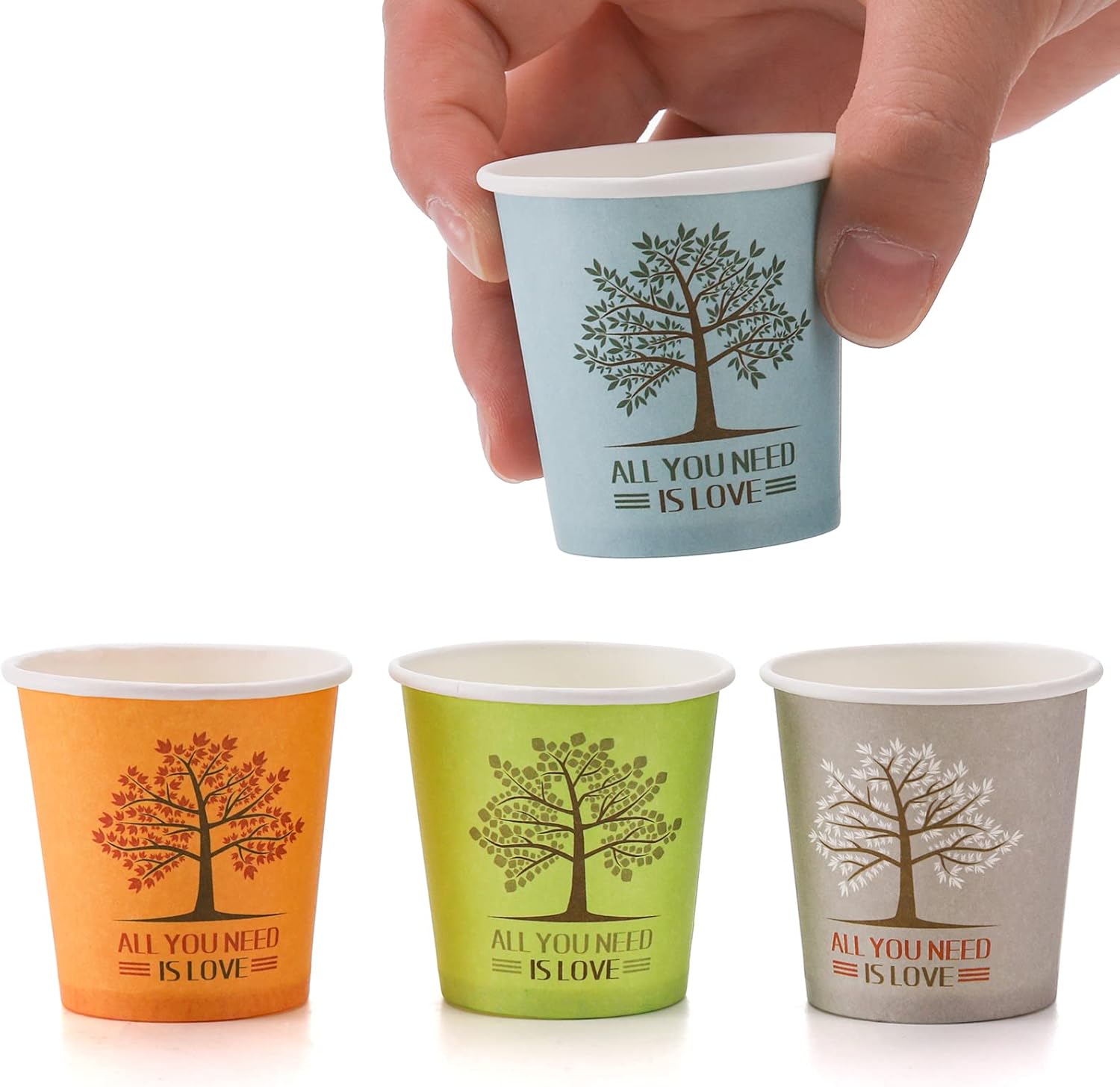 AVLA 800 Pack Bathroom Cups, 2 OZ Disposable Paper Mouthwash Cup, Small Hot Cold Beverage Drinking Cup, Mini Colorful Espresso Cups for Parties, Picnic, Barbecue, Travel and Events, Tree Pattern