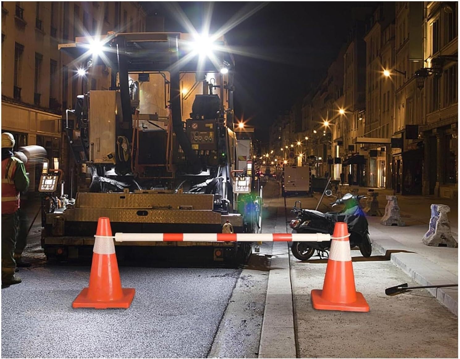 Paquete de 6 Conos de tráfico retráctiles de 1,2 a 2,1 m con Cinta Reflectante - Ideales para estacionamiento, construcción de Carreteras y barreras de Seguridad (Y/25pcs