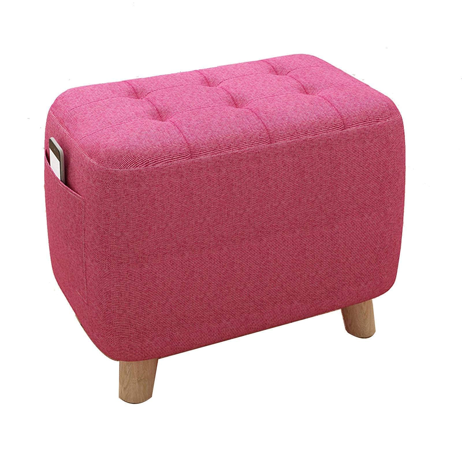 Pouf en bois rose rouge et repose-pieds carré rembourré de 45x25x35cm pour le salon