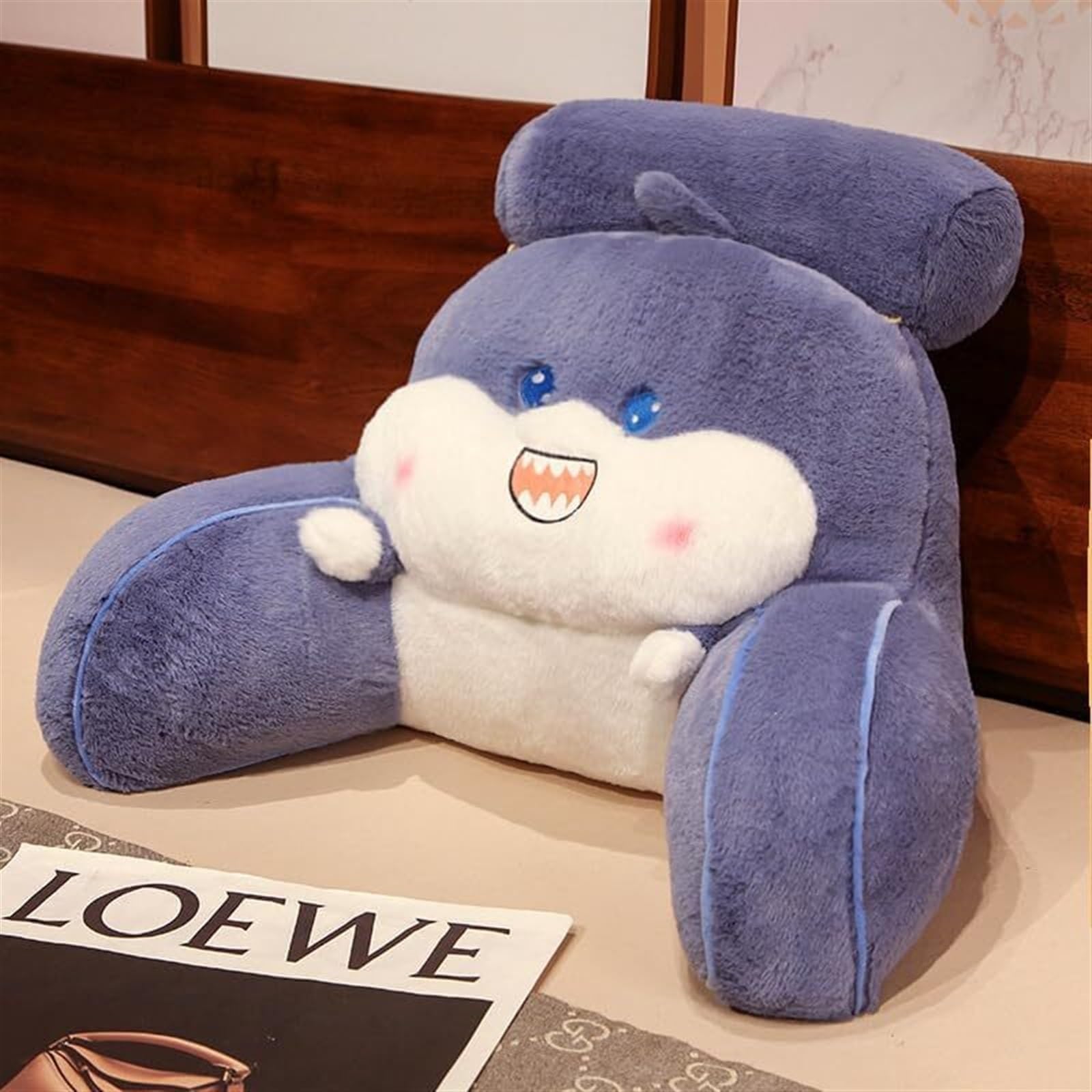 MYXJX back support cushion, Squirrel Shaped Back Support Cushion Rest Office Cartoon Animal Pillows Plush and PP Cotton Cushions(Purple,60x40cm)