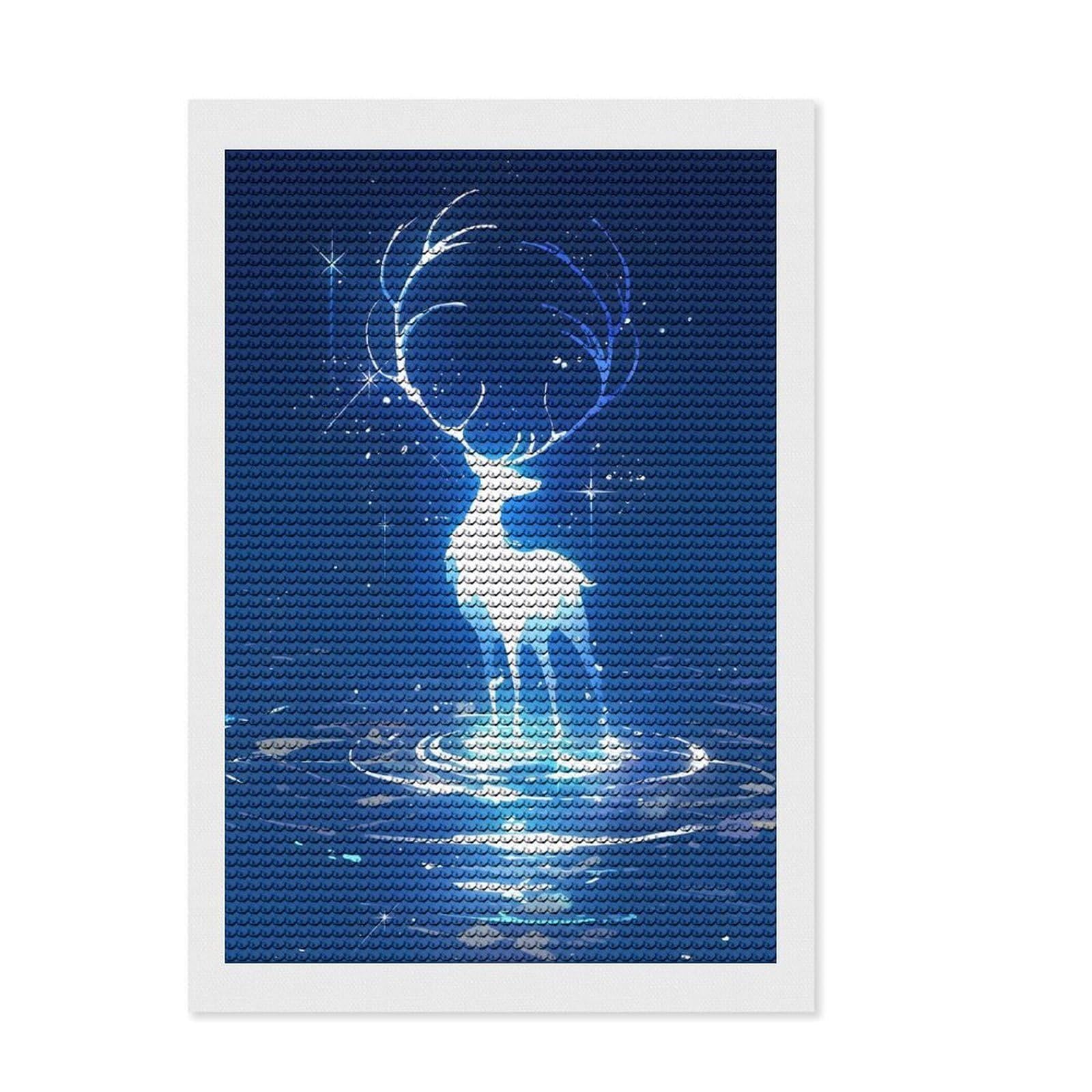 Junmoney Spirit Deer Diamond Painting Set 8"x12", for Creative Relaxation, Boho Decor, Nice Detail and Sparkle, Thoughtful Handmade Gift