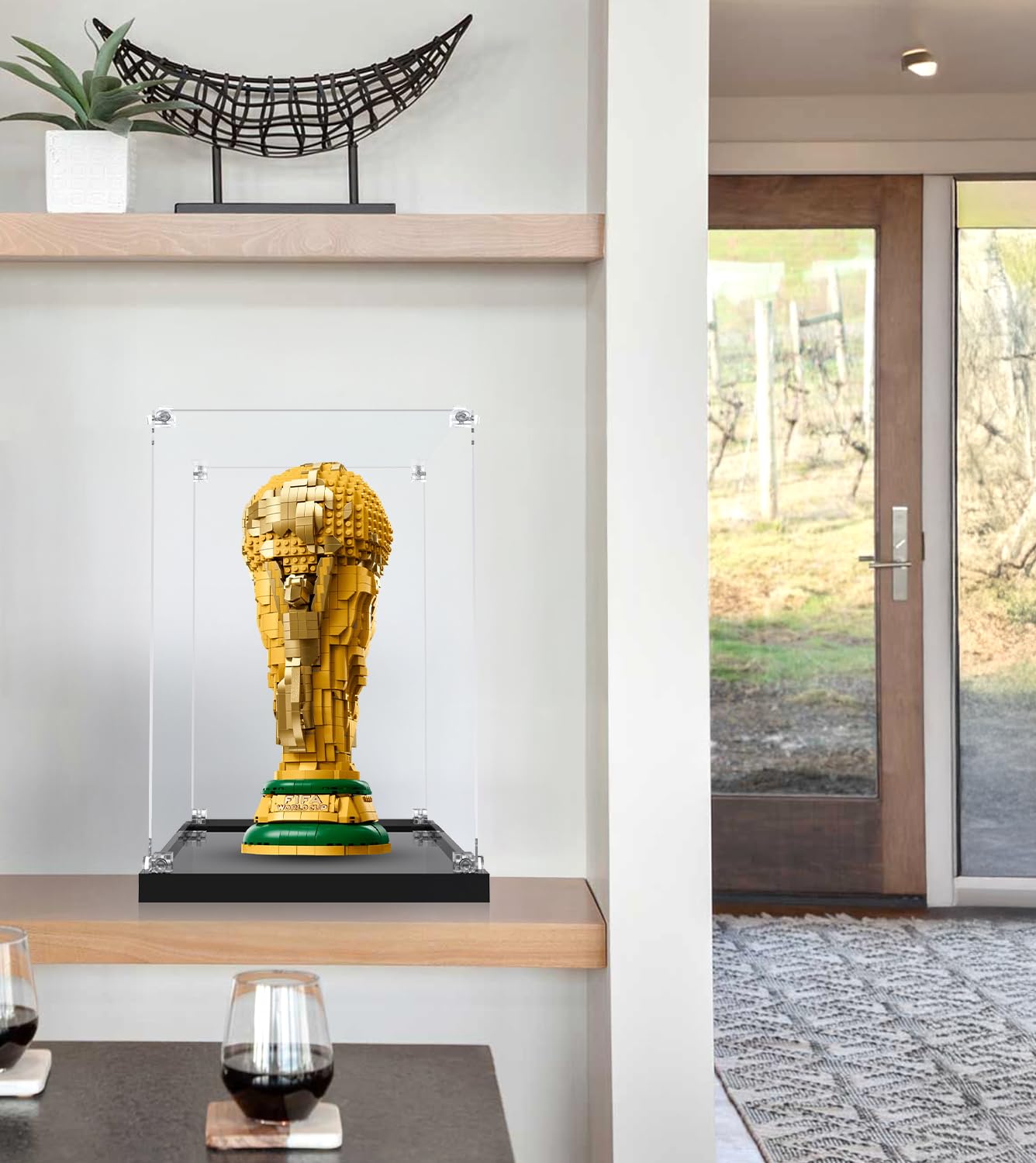Acryl Vitrine Kompatibel mit Lego Editions Sports Offizieller Pokal der FIFA Fußball 43020 Display Case, Staubgeschützte Aufbewahrung und Organisation Vitrine, 25x22x38 cm (Nur Schaukasten)