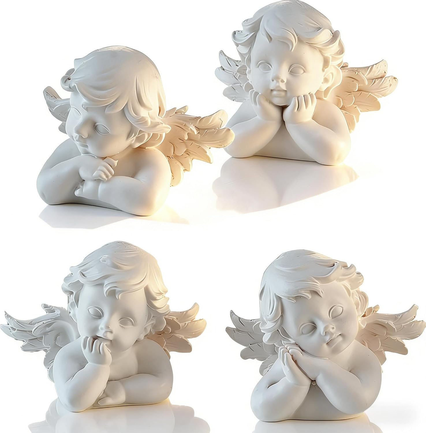 Set of 4 Small Cherubs Angels Resin Statue Figurines