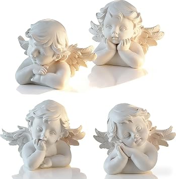 Set of 4 Small Cherubs Angels Resin Statue Figurines