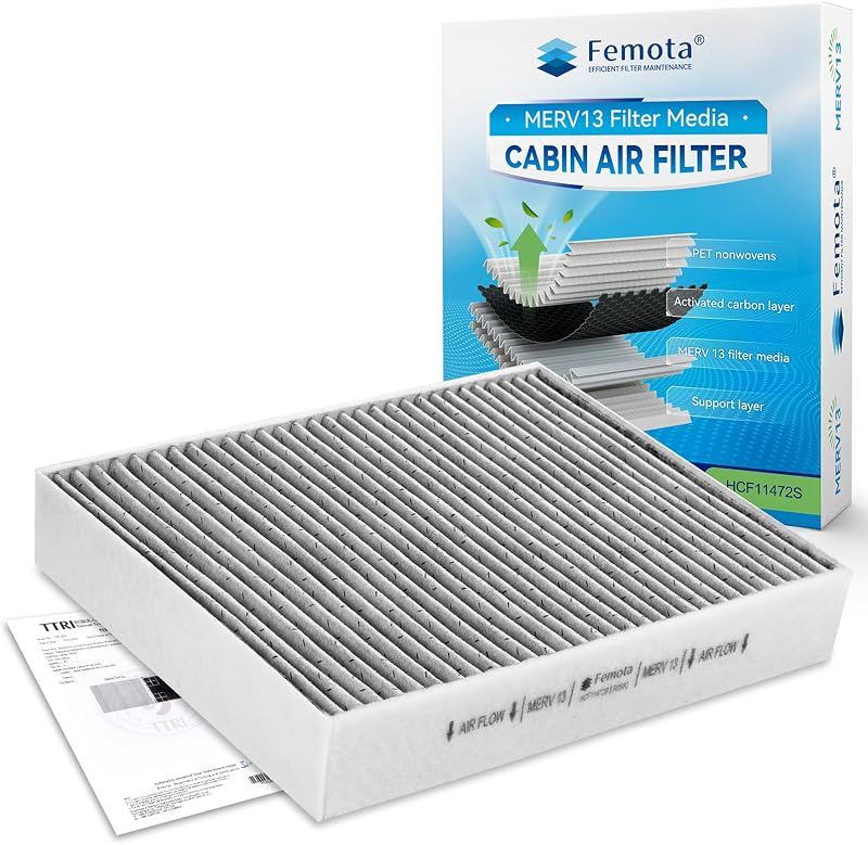 Filtro de ar-condicionado de cabine Femota MERV 13 com carvão ativado CF11472 para BMW – 1 unidade