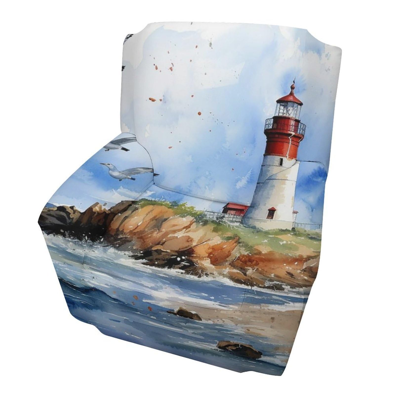 Housse de fauteuil élastique motif phare océan protection canapé salon