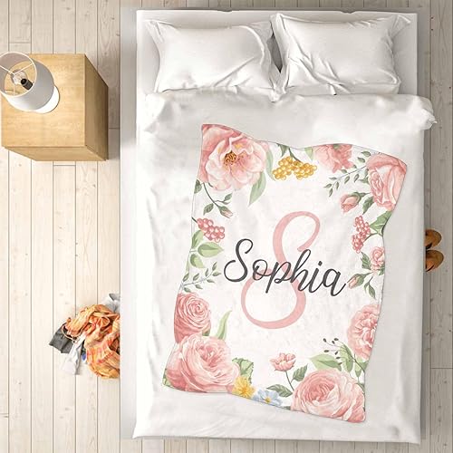 Miniatura 7 de Artsadd Personalized Baby Blanket for Girls Boys, Custom Baby Blankets with Name Customized Throw Blanket for Kids Newborn Baby Shower Birthday Gifts