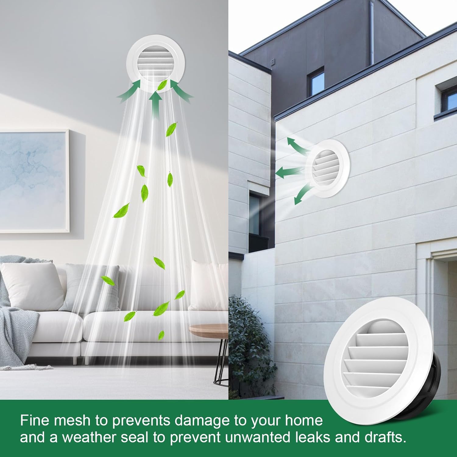 Soffit Vents 6 Inch, Round Exhaust Air Vent Cover with Built-in Fly Screen for Bathroom Kithchen Office Home, White 4P