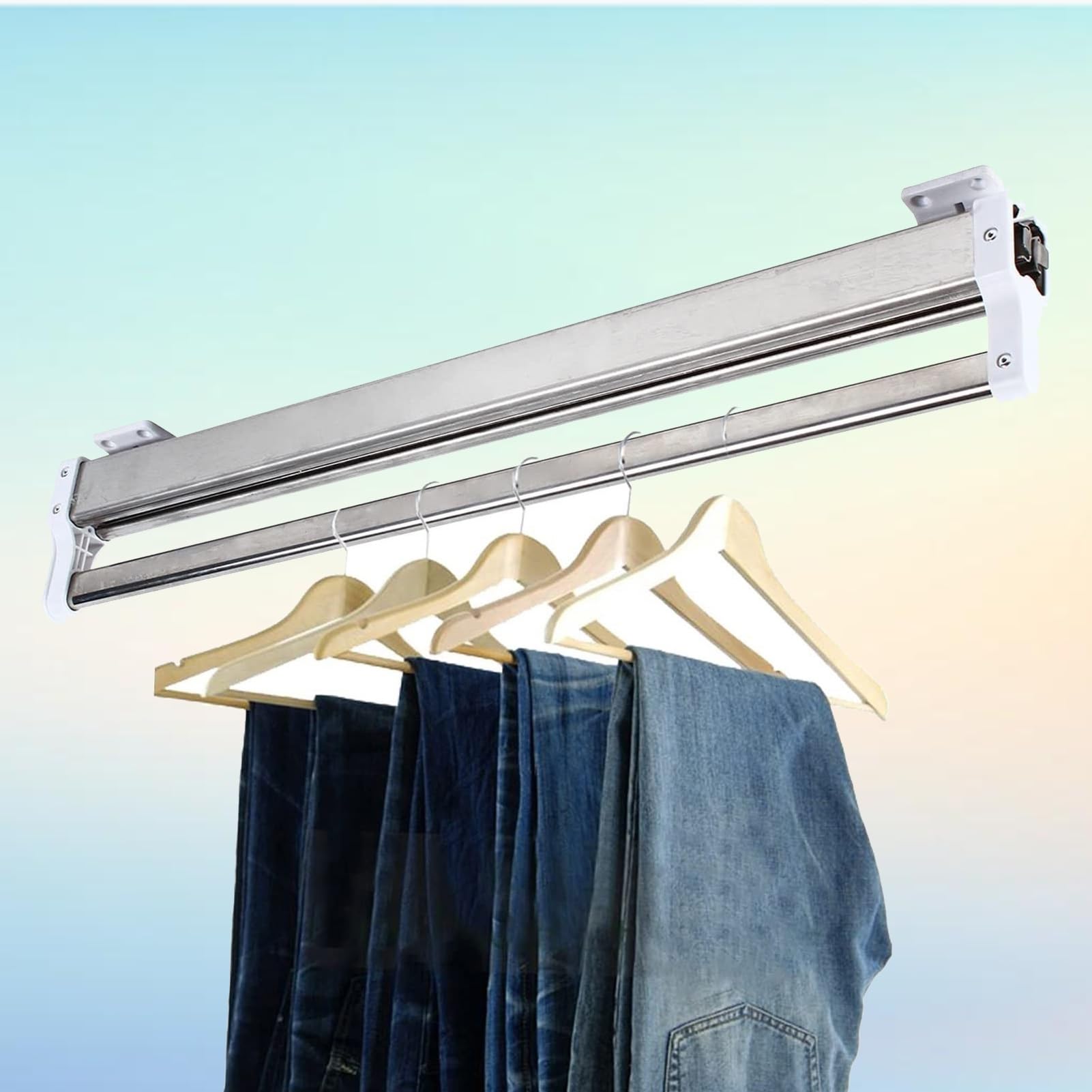 GLETSF Extendable Steel Closet Rod, Adjustable Pull Out Clothes Rail for Wardrobe Organization, Space Saving Solution with 25kg Load Capacity,One Color-500MM/19.7INCH