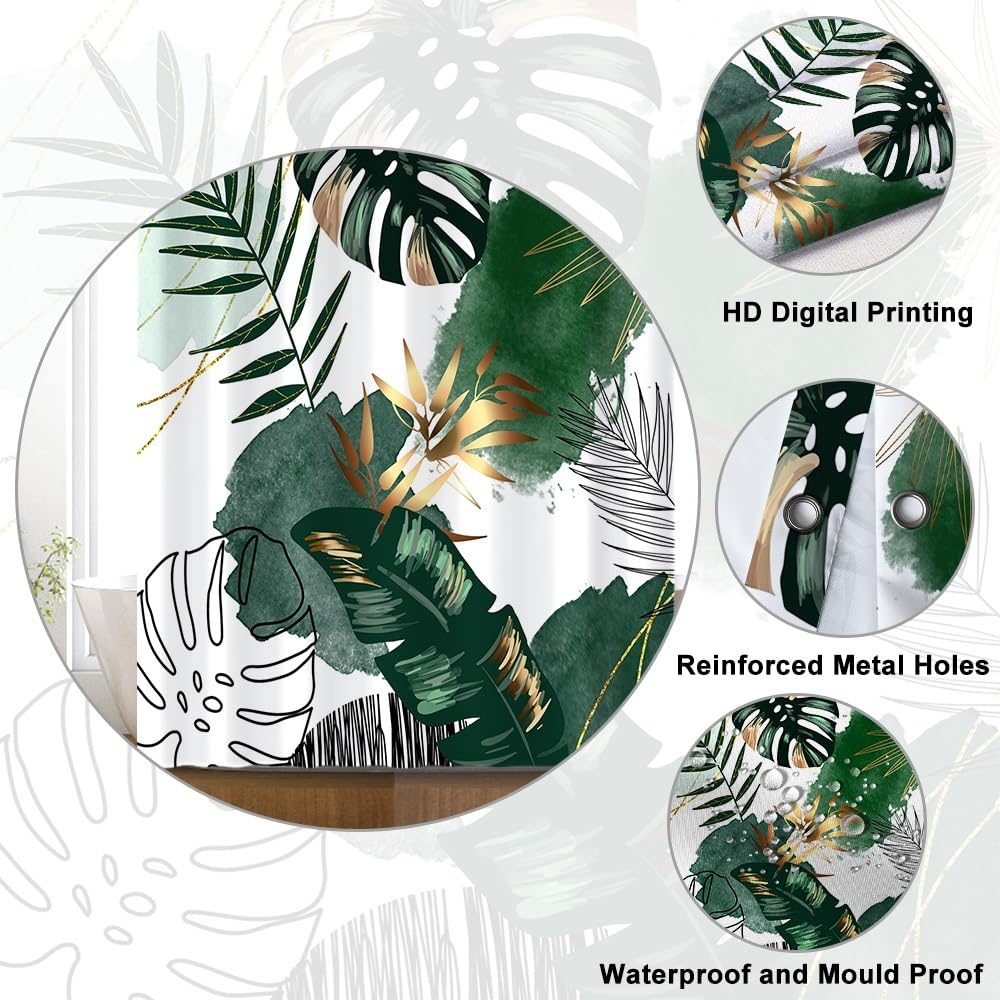 Uiiooazy Green Gold Shower Curtain - Image 4