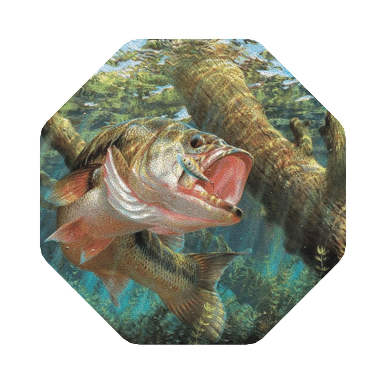 fish PU Leather Coasters Set of 6 Octagon Drink Coasters