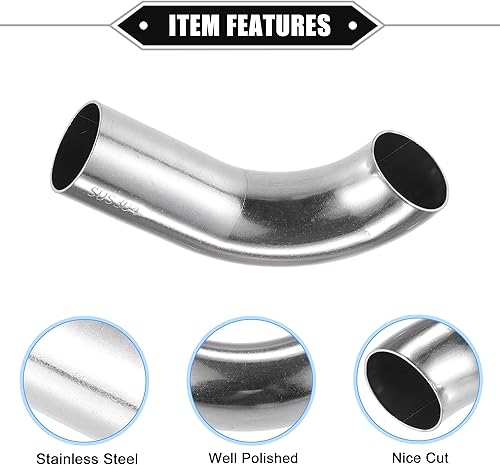 Miniatura 4 de Tubo de tubo de codo curvado, 1 pulgada de diámetro exterior, 3.43 pulgadas, 1.97 pulgadas, pierna de 90 grados, tubo de escape intercooler de aire