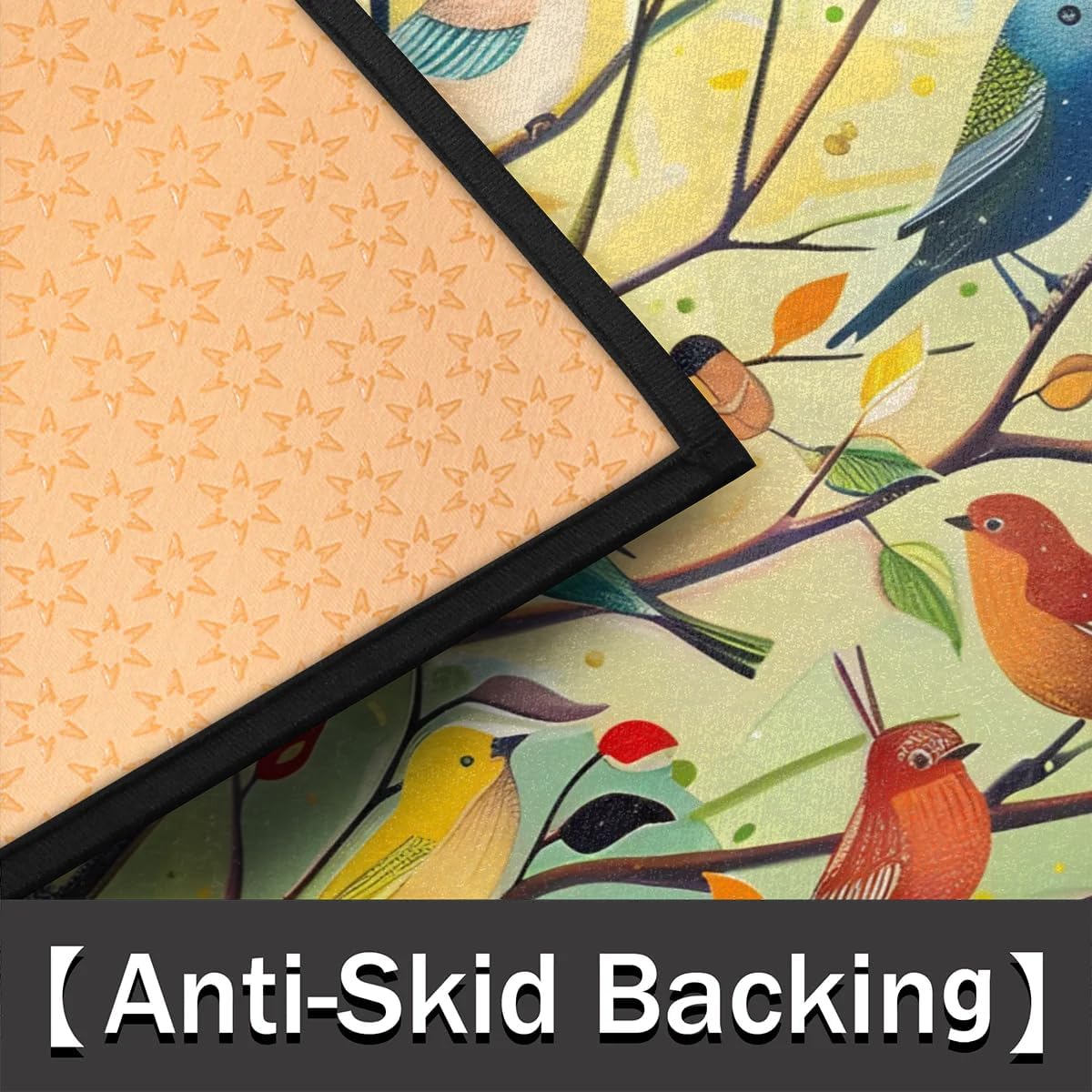 Whimsical Painting of Birds Half Round Door Mat Non-Slip Soft Doormats for Home Indoor Outdoor Entrance Bath Carpet Area Rugs for Home Dining Living Room Bedroom 36" X 24"