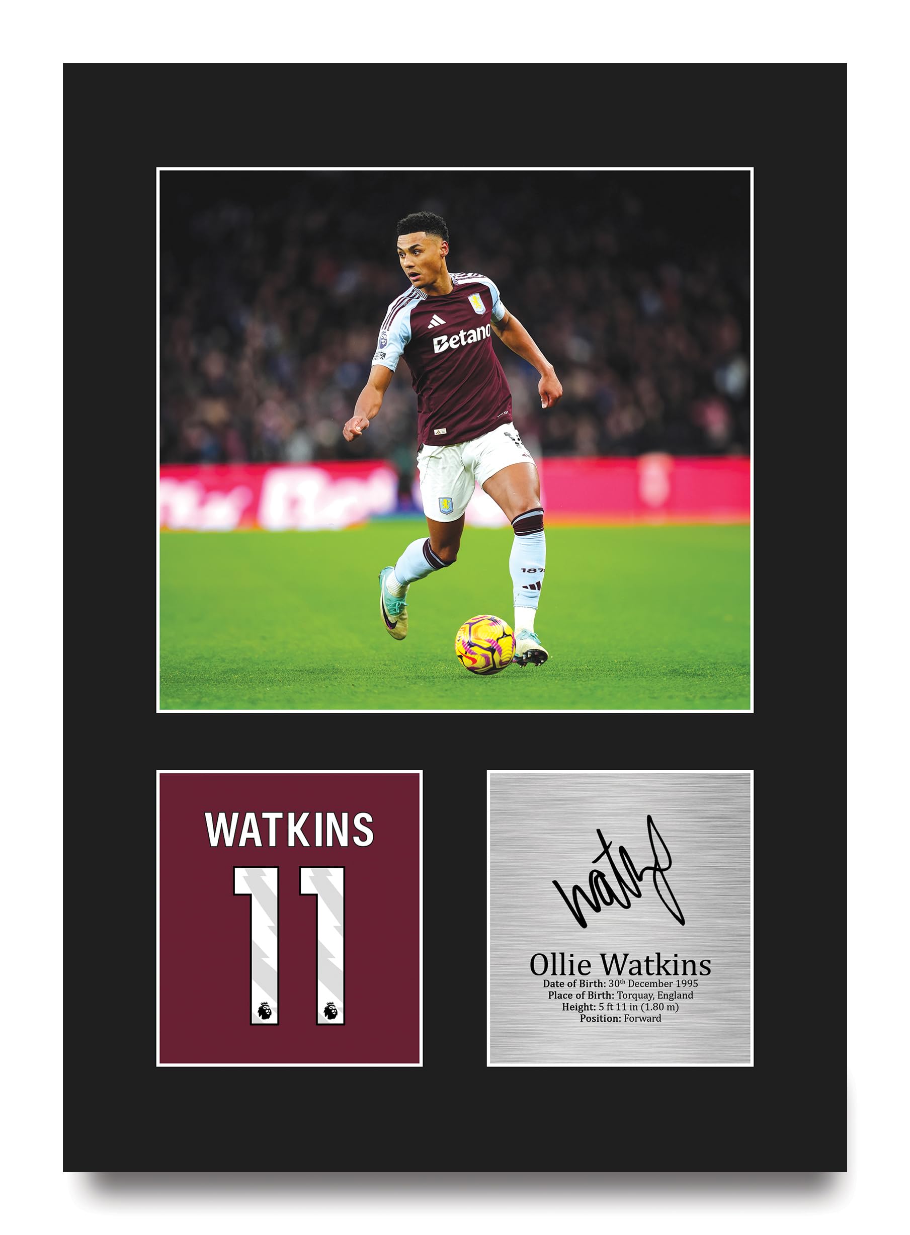 HWC Trading Ollie Watkins Aston Villa Gifts Printed Signed Autograph Picture for Football Fans and Supporters - A4 Portrait-image-15