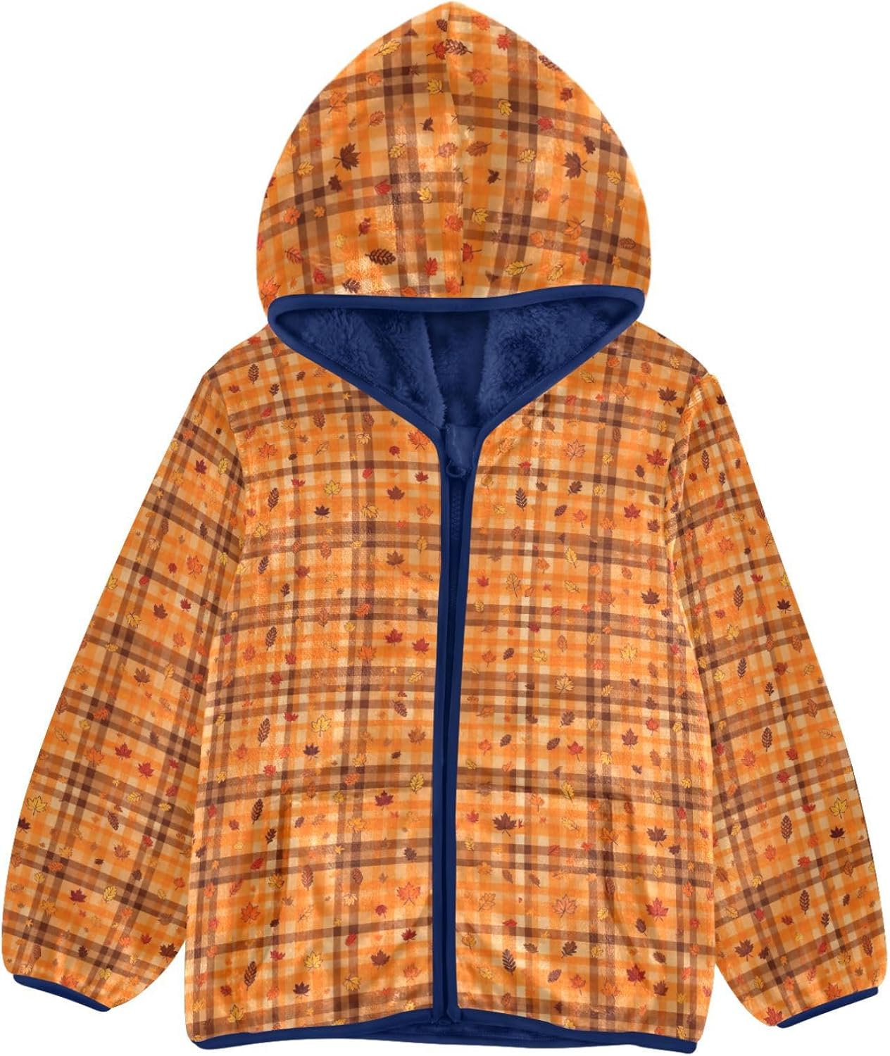 Autumn Leaf Plaid Boy Fleece Jacket Outerwear Jackets Baby Clothes 3T