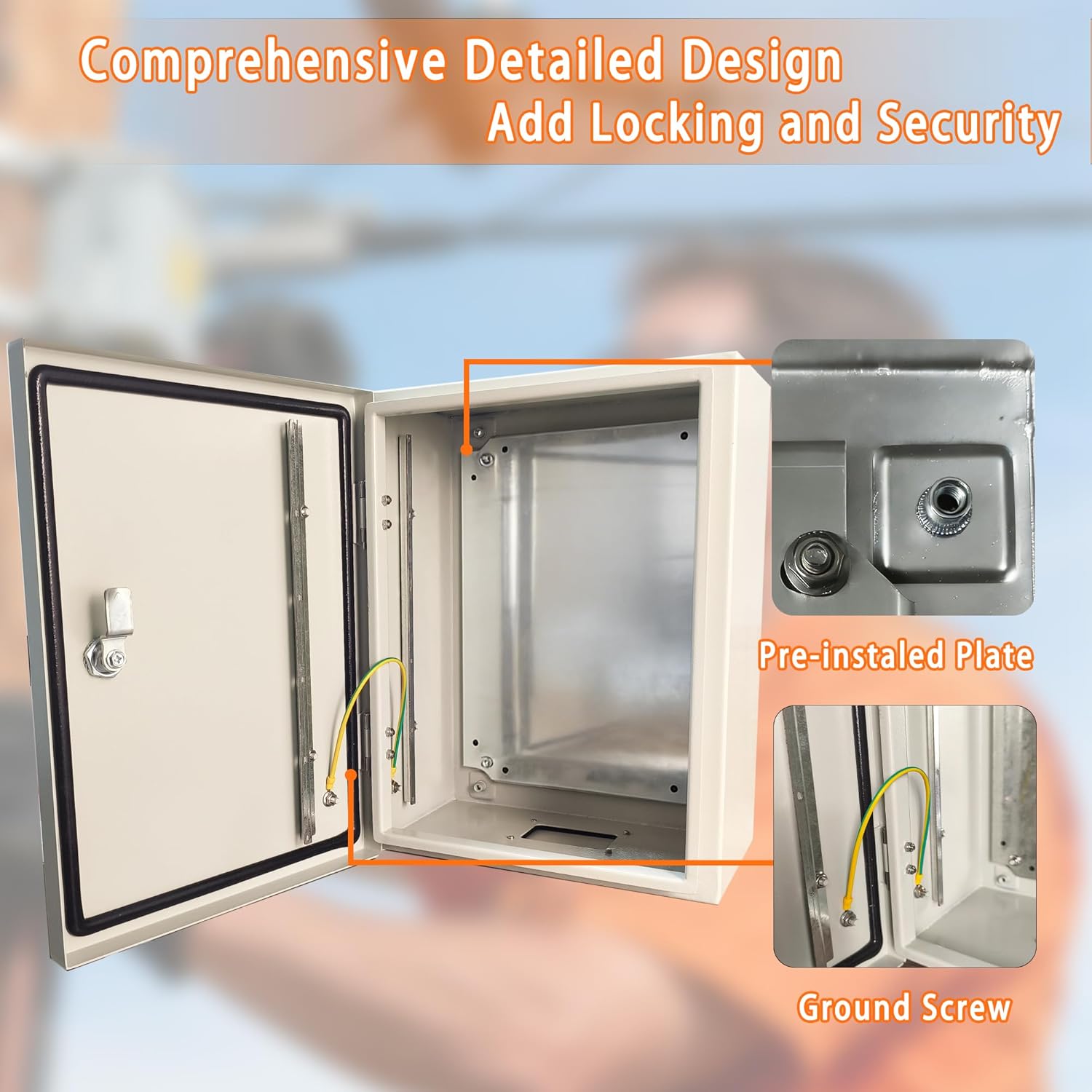 Silver Carbon Steel Enclosure 16x12x8 inch IP66 Waterproof & Dustproof Metal Box Electrical Enclosure Box