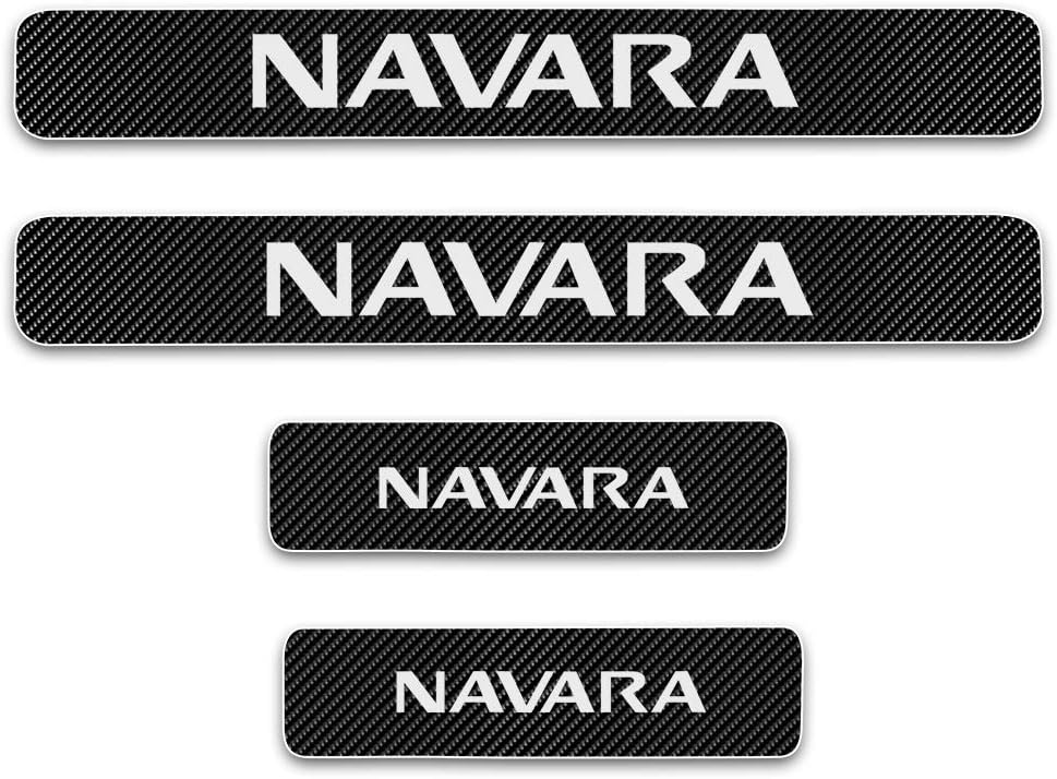 for Nissan NAVARA Door Sill Protector Reflective 4D Carbon Fiber Sticker Door Entry Guard Door Sill Scuff Plate Stickers Auto Accessories 4Pcs White