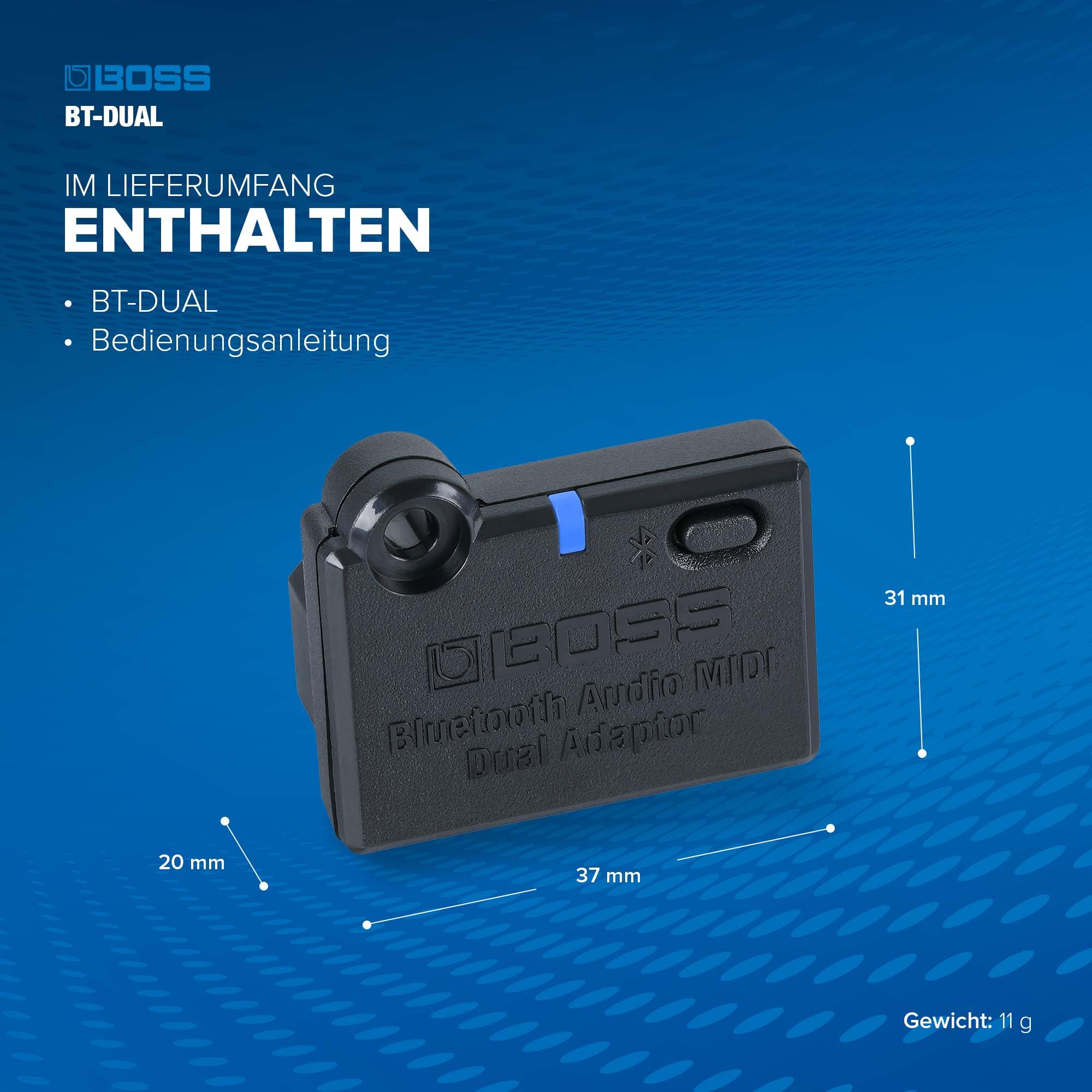 BOSS BT-DUAL | Bluetooth Audio MIDI Dual-Adapter | Erweitert Katana Gen 3, ME-90 und weitere kompatible BOSS und Roland Produkte um Bluetooth Audio und MIDI