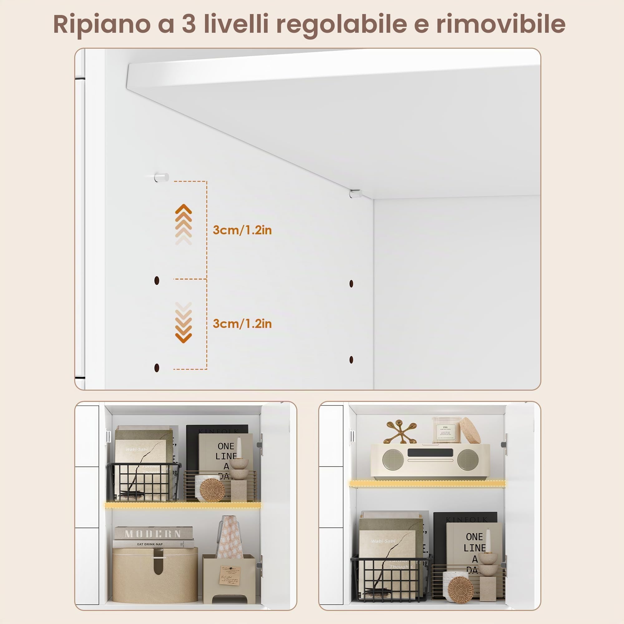 HOCSOK Libreria, Scaffale Libreria Verticale con Porta e 3 Cassetti, Legno | Scaffale Alta con Ripiani Regolabili, per Soggiorno Studio Ufficio, Bianco, 180,5×103×28,5 cm