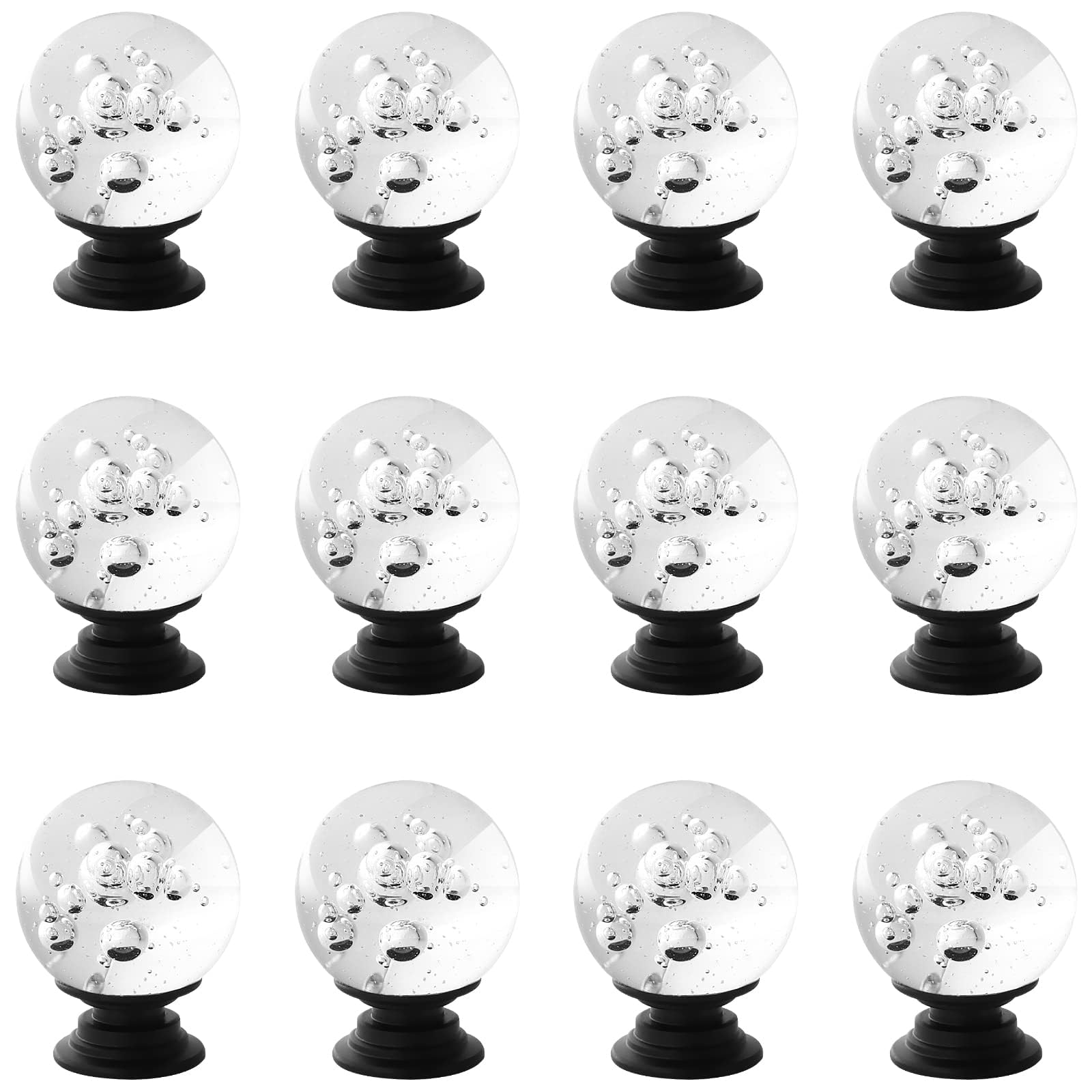 ANJUU Round Bubble Crystal Cabinet Knobs Black Base